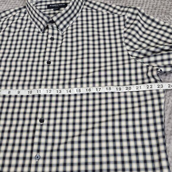 Mizzen+Main Performance Shirt Men XL Trim Blue Leeward Plaid Stretch Button Down - Picture 5 of 9